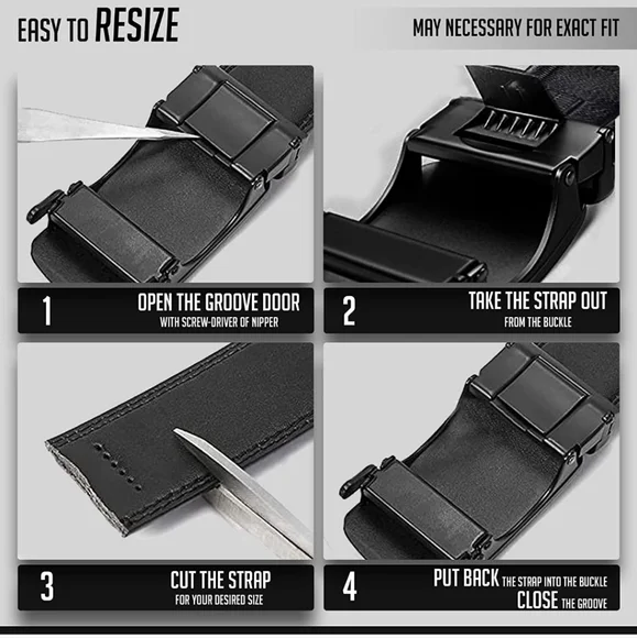 Men's Comfort Adjustable Belt Casual Dress Automatic Buckle Fashion Luxury Black - Picture 3 of 5